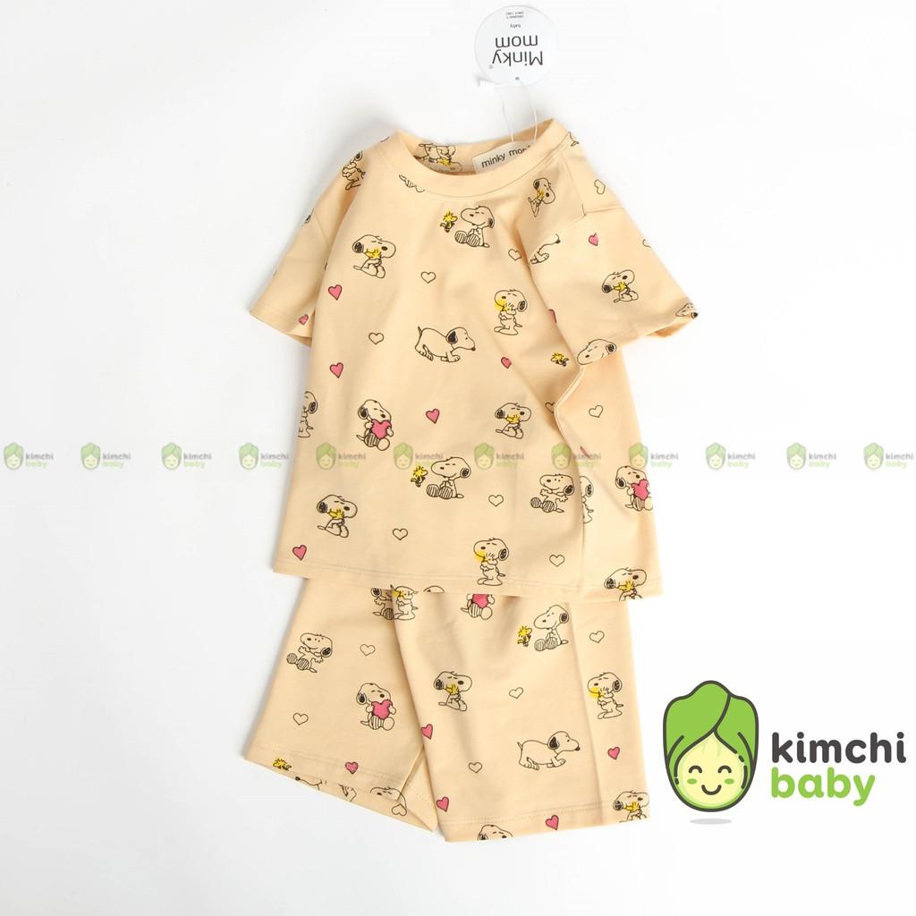 Đồ Bộ Bé Trai, Bé Gái Minky Mom Vải Cotton 100% Họa Tiết Khủng Long Chim Cánh Cụt, Bộ Cộc Tay Cho Bé Mặc Hè MKM2137