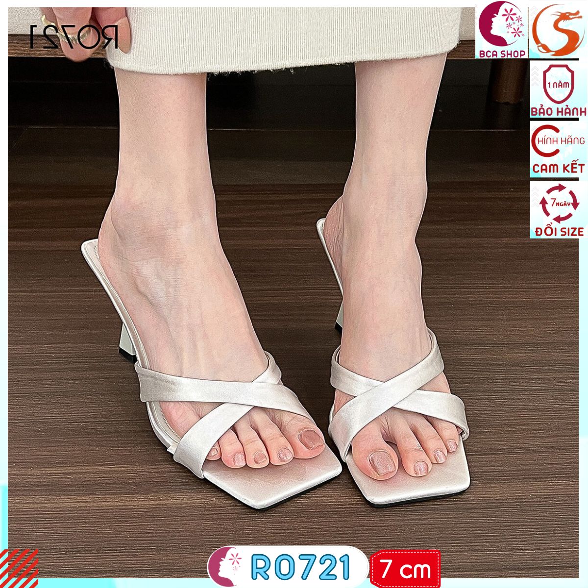 Dép Guốc Hở Mũi Cao Gót 7p RO721 ROSATA tại BCASHOP Phù Hợp Công Sở - Dự Tiệc - Dạo Phố