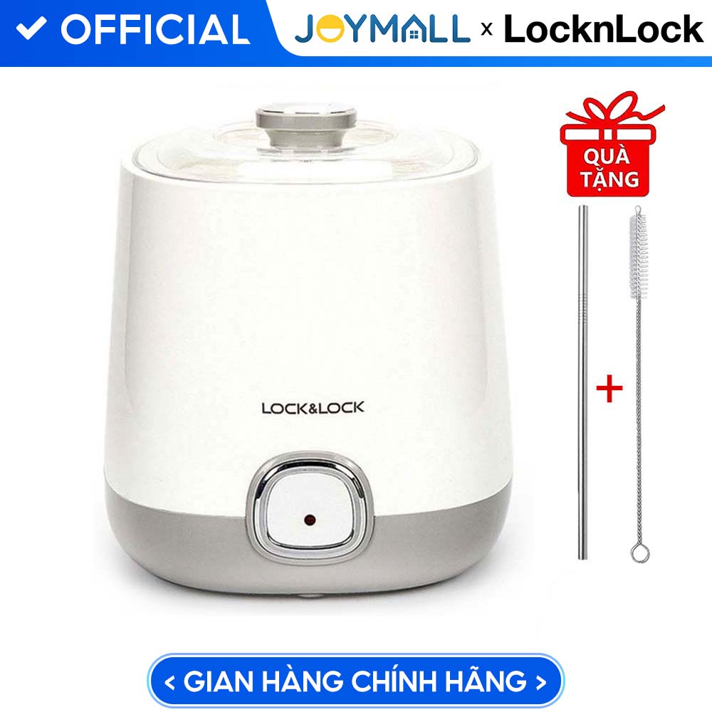 Máy Làm Sữa Chua Lock&amp;Lock EJY110SLV 1000ml Nắp Trong Suốt Dễ Quan Sát Qúa Trình Lên Men - Hàng Chính Hãng Tặng Combo Ống Hút  Cọ Rửa