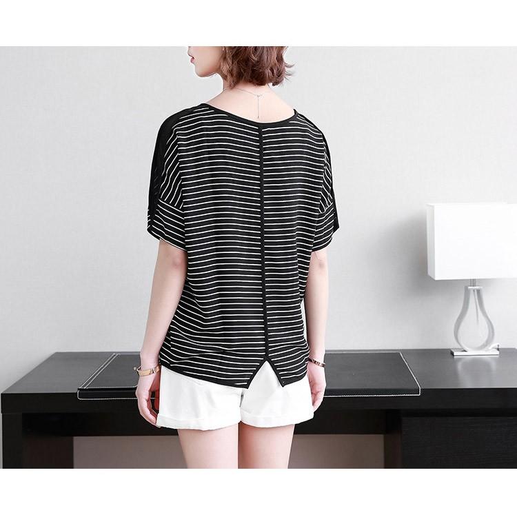 TK89-ÁO SỌC PHỐI VOAN TAY NGẮN S-6XL