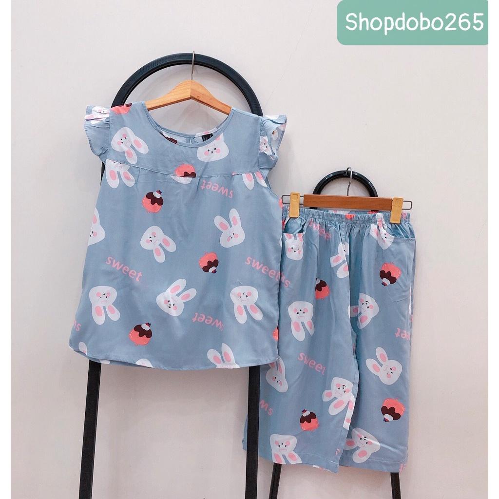 Đồ bộ nữ,đồ ngủ mặc nhà lửng tay cánh tiên vải lanh mềm, mát BL 164 họa tiết dễ thương size 45-70kg.