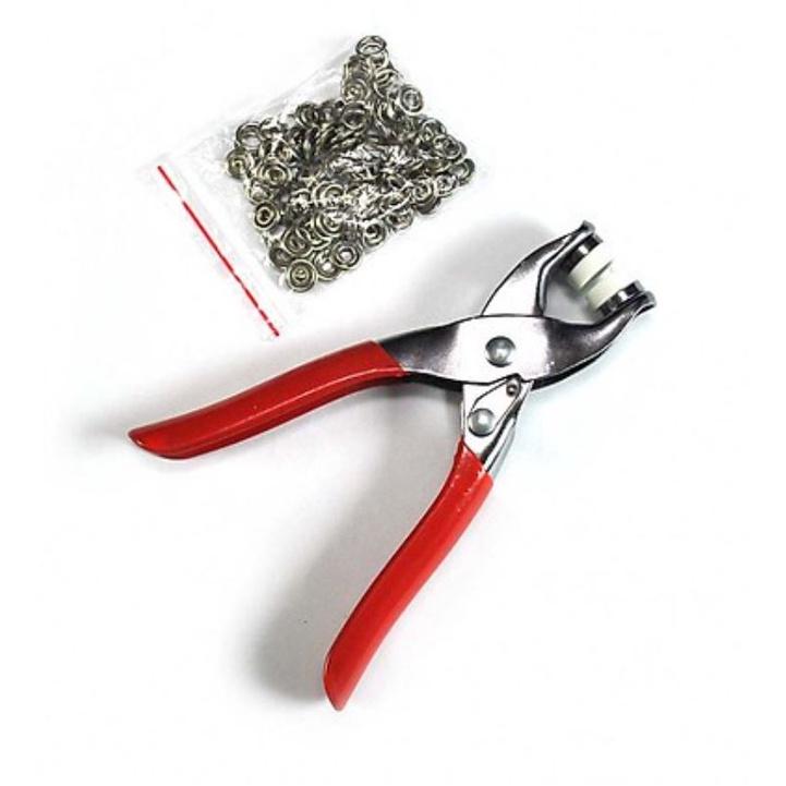 Bộ Kìm Bấm Cúc Vành, Cúc Sắt, Dụng Cụ Bấm Khuy Áo Tiện Dụng Cho Mọi Nhà - Tặng 100 chi tiết