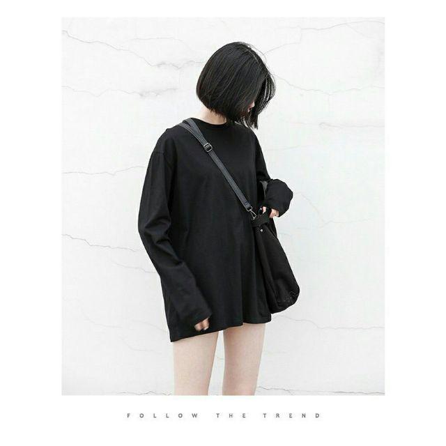 Áo thun trơn tay dài form rộng