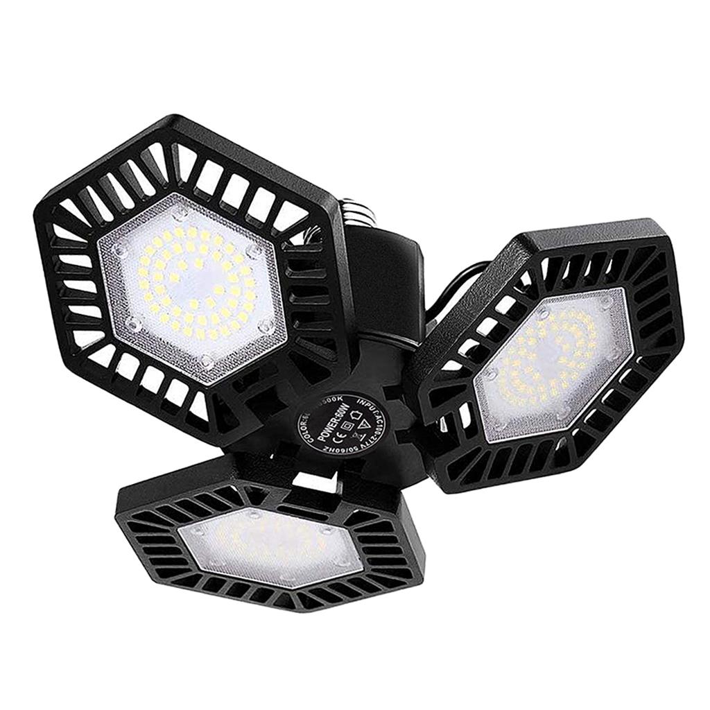 Folding Deformable LED Garage Lights Bulb E27, Shop Light 6500K Daylight Adjustable