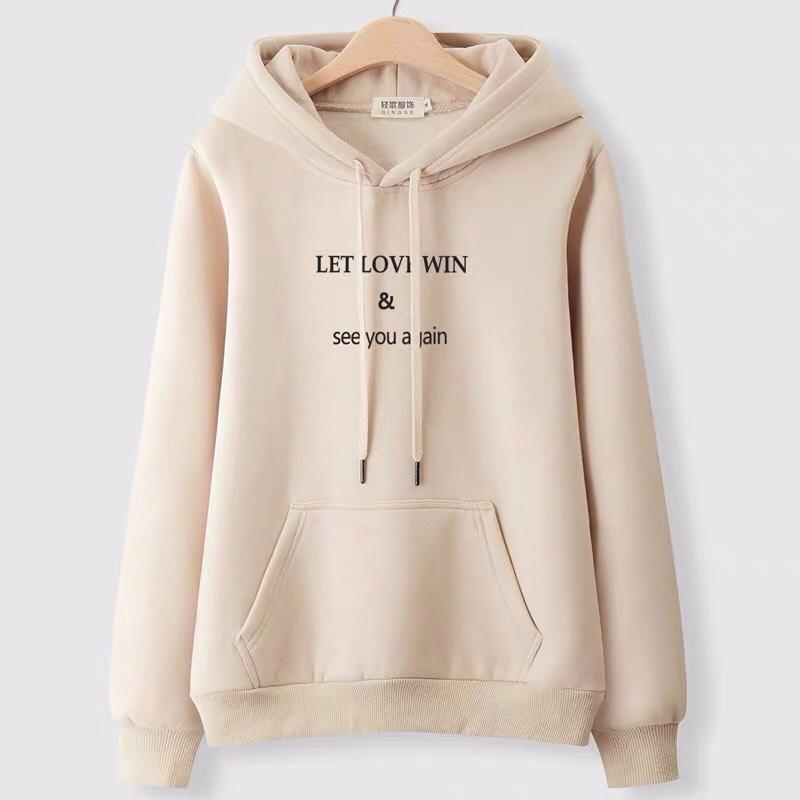 ÁO HOODIE NỈ UNISEX PHOM NAM NỮ MÀU KEM IN KÝ TỰ NHIỀU MẪU