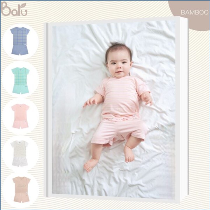 Bộ cộc tay cổ tim  BARU cho bé Vải Cotton 2C Dư Xịn Mềm Mát , thời trang trẻ em ( 6M -4Y )