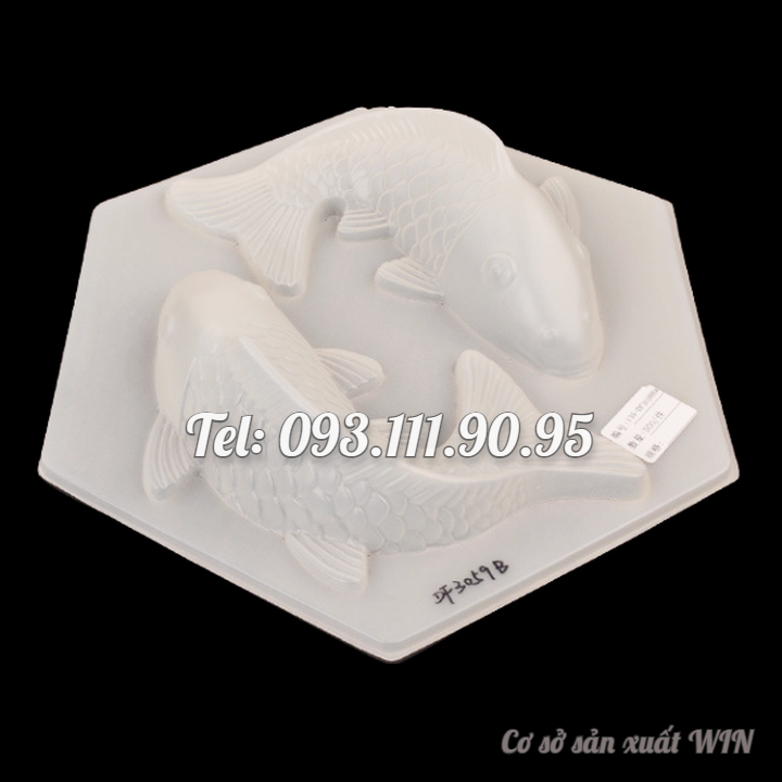Khuôn làm bánh, rau câu, bánh tổ, khuôn ép xôi, giò chả 2 con cá chép tròn loại 31 cm - Mã số 1738
