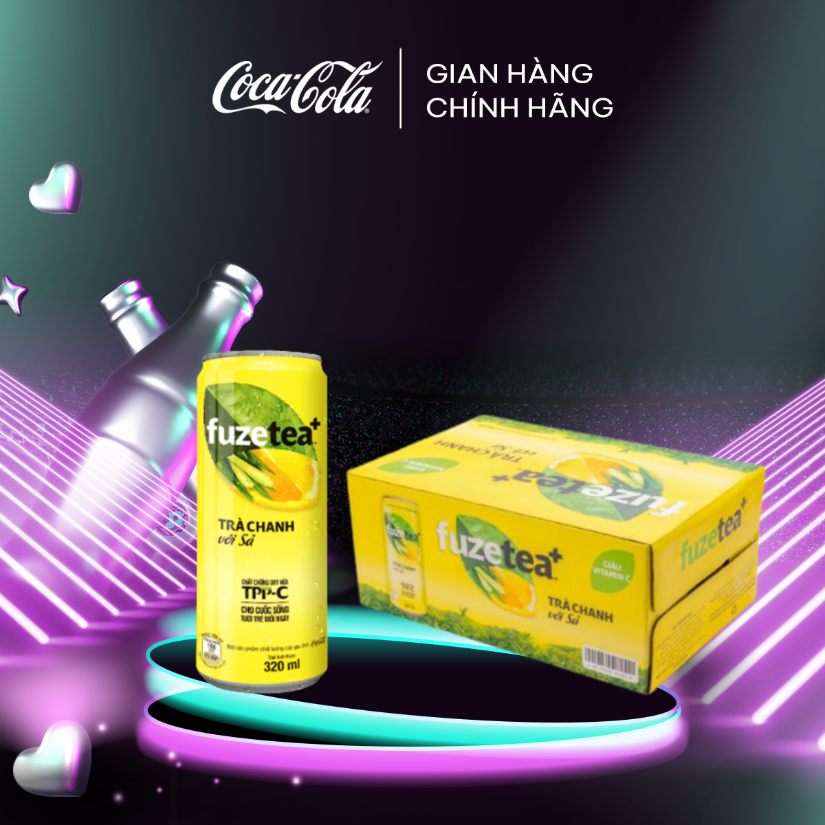 Thùng 24 lon Trà Chanh Với Sả Fuzetea 320mlx24 Sale 4.4 Coca-Cola Official Store