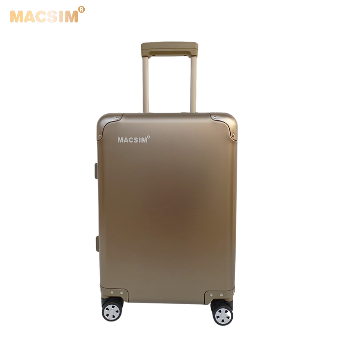 Vali du lịch thời trang cao cấp chất liệu hợp kim nhôm nguyên khối MS1318 Macsim màu ti-gold cỡ 28inches