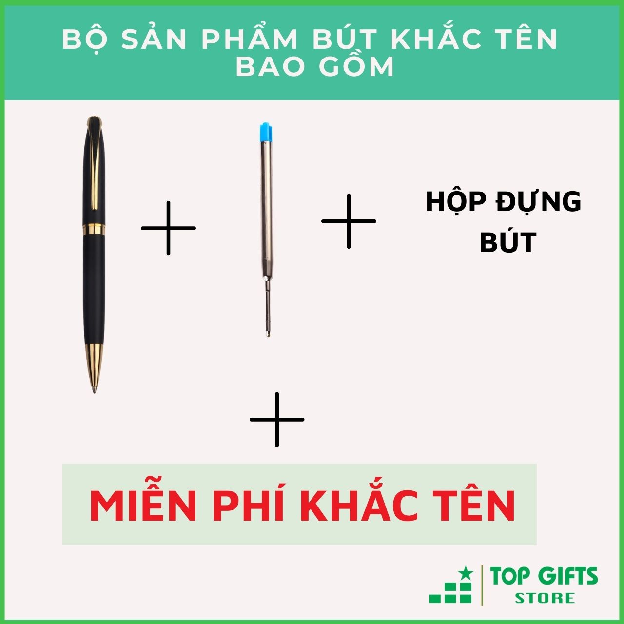 Bút ký cao cấp khắc tên LOGI xoay mở ngòi - Quà tặng sinh nhật bạn bè - Bút ký + Ruột bút + Hộp đựng bút