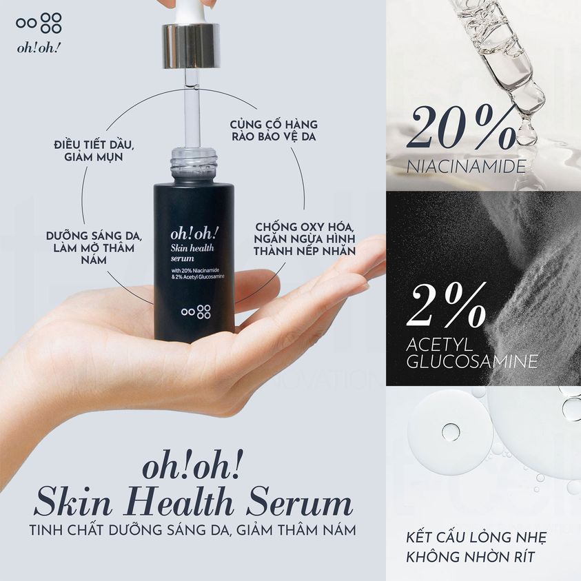 Tinh Chất Oh!Oh! 20% Niacinamide &amp; 2% Acetyl Glucosamine Dưỡng Sáng Da, Giảm Thâm Nám Chai 30ml
