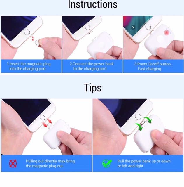 Bộ sạc nhanh Power Bank 8000mAh Mini Station 4 Magnetic Mini Power Bank 1200mAh