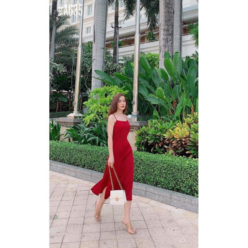 Đầm maxi xẻ tà hở lưng (3 màu)