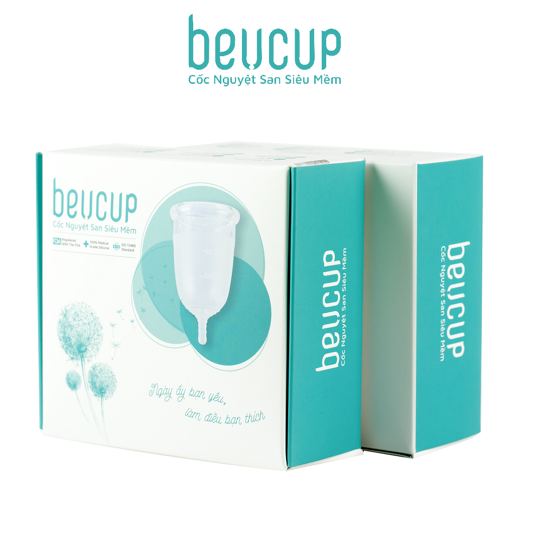 COMBO 2 bộ sản phẩm Cốc Nguyệt San BeU Cup TẶNG 1 hộp dung dịch vệ sinh BeU Care, chuẩn FDA HOA KỲ, 100% silicone Y Tế WACKER ĐỨC, HÀNG CHÍNH HÃNG