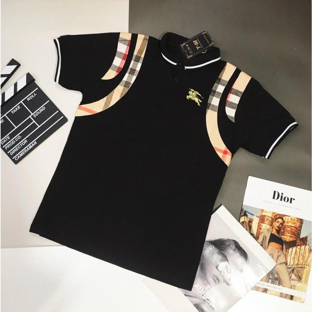Áo Thun Nam Ngắn Tay, Chất Cotton, Phối Tay Đỏ Co Giãn 4 Chiều.