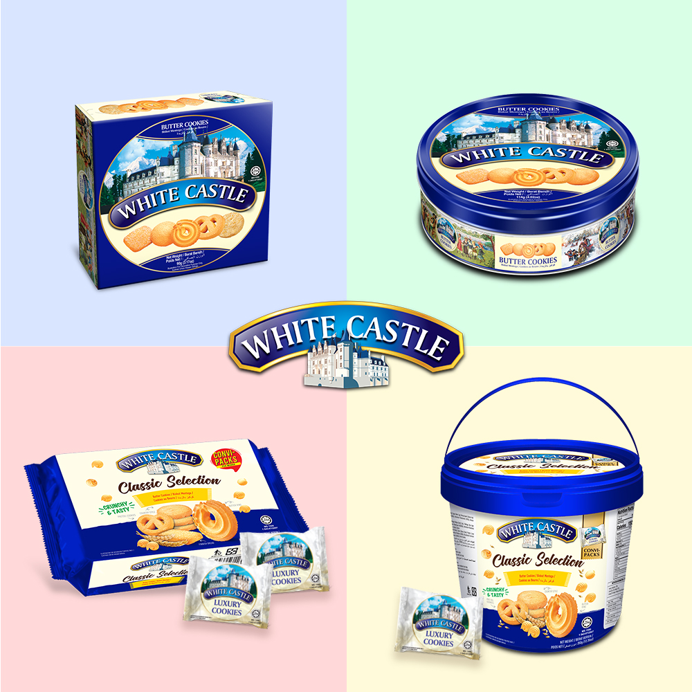Bánh quy bơ White Castle Malaysia hộp thiếc White Castle Butter Cookies