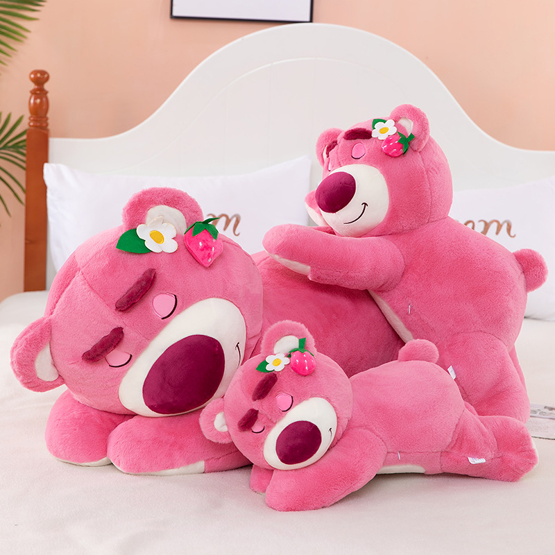 Gấu Bông Gấu Dâu Losto Nằm Dễ Thương Siêu Hot (25cm---&gt;1m3) Gối Ôm Gấu Dâu Losto Cute Mềm Mịn, Hàng Xịn Cao Cấp Loại 1 (Tặng Kèm 1 Ví Da 12 Ngăn Đựng Thẻ Atm, Cccd)