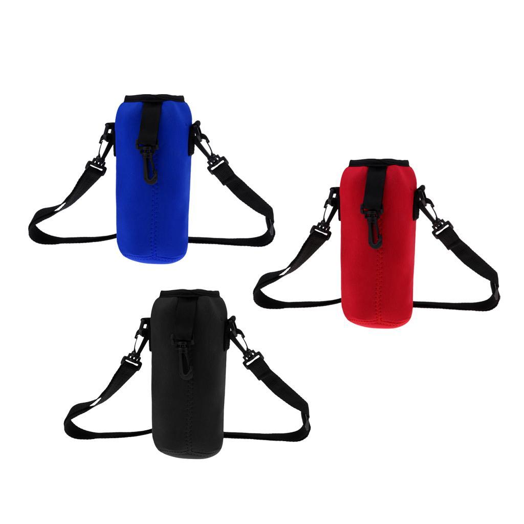 2x1000ml Sports Water Bottle Holder Sleeve Bag Neoprene Carry Pouch Case Black