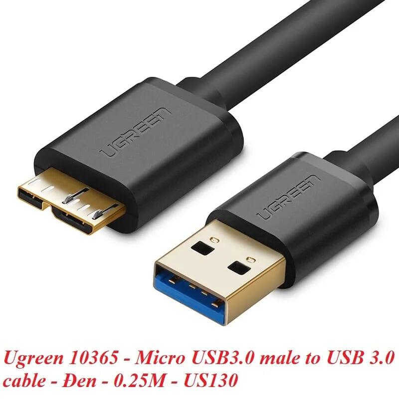 Ugreen UG10365US130TK 0.25M màu Đen Cáp USB 3.0 sang MICRO USB 3.0 cho ổ cứng - HÀNG CHÍNH HÃNG