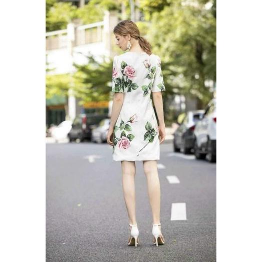 HÀNG NHẬP - ĐẦM SUÔNG LỤA HOA HỒNG