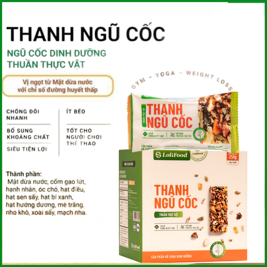 Combo Ngũ cốc bữa sáng tiện lợi + Thanh ngũ cốc thuần thực vật, Bổ sung dinh dưỡng, hỗ trợ giảm cân