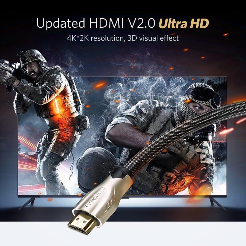 Ugreen UG11193HD102TK 5M màu Đen Cáp tín hiệu HDMI vỏ bọc lưới cao cấp - HÀNG CHÍNH HÃNG