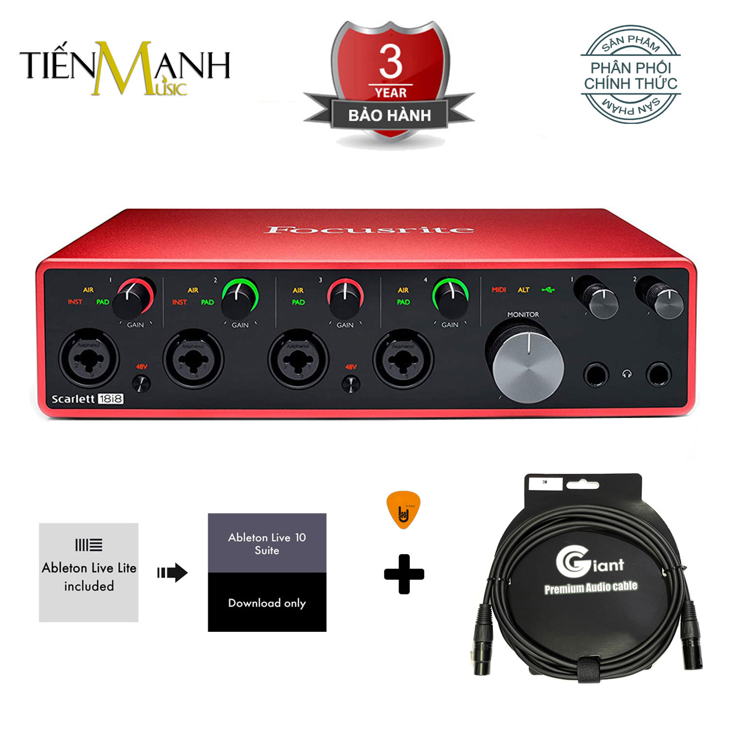 [Tặng Cable] Focusrite Scarlett 18i8 Gen 3 Sound Card Âm Thanh - Focus USB Audio Interface SoundCard 3rd - Gen3 Hàng Chính Hãng