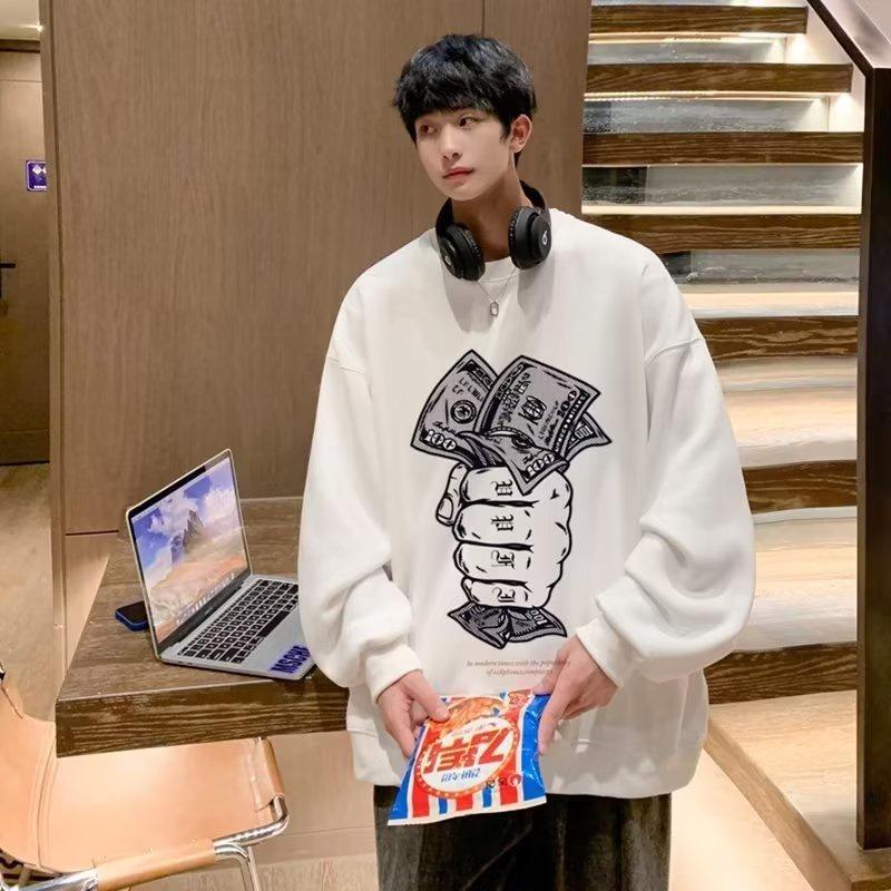 Áo Sweater Tay Dài Dáng Rộng In Họa Tiết Ngân Hàng Sáng Tạo Thời Trang Mùa Thu Cho Nam Và Nữ size M-3XL