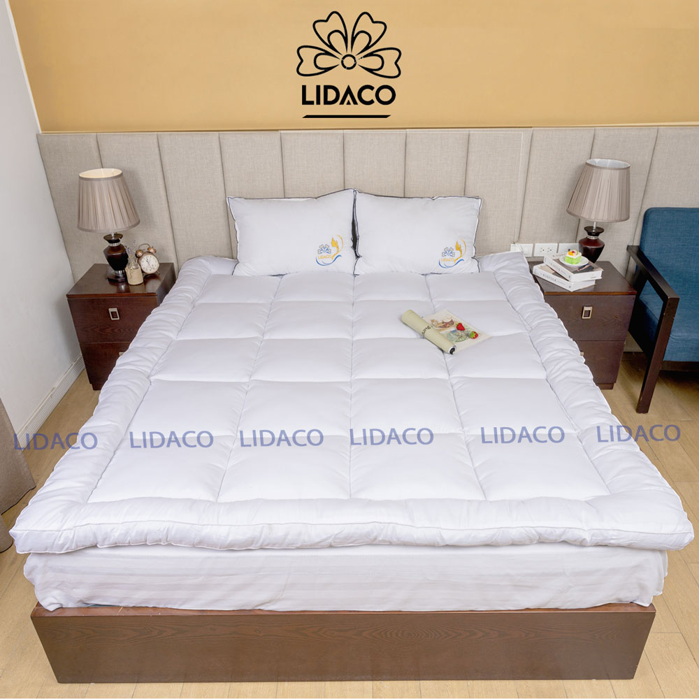 Topper làm mềm nệm LIDACO chuyên dùng khách sạn vải cotton chuẩn dày 7cm