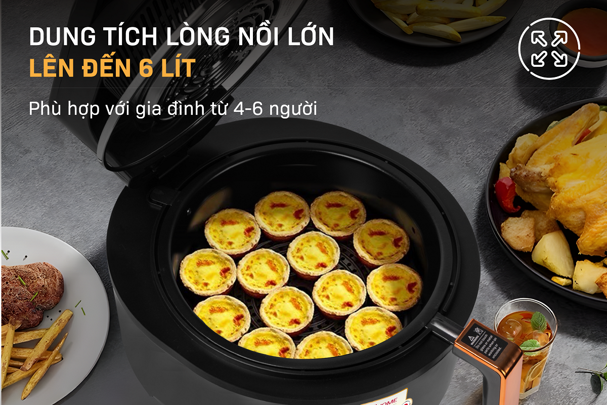 NỒI CHIÊN KHÔNG DẦU FUJIHOME AG6D 6LÍT- Hàng Chính Hãng