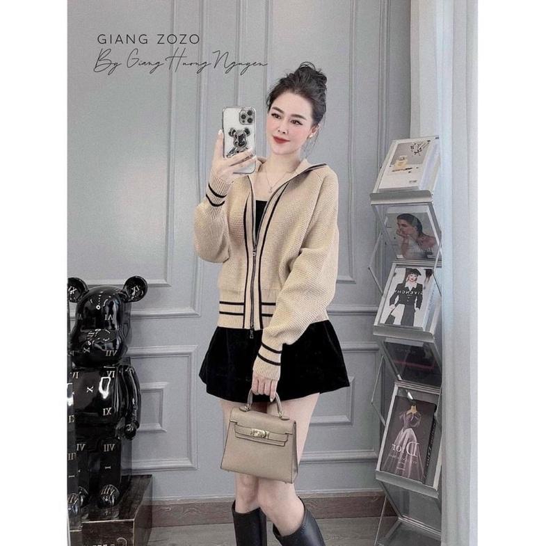 Áo khoác len ép mũ viền đen chuẩn TT hàng QC