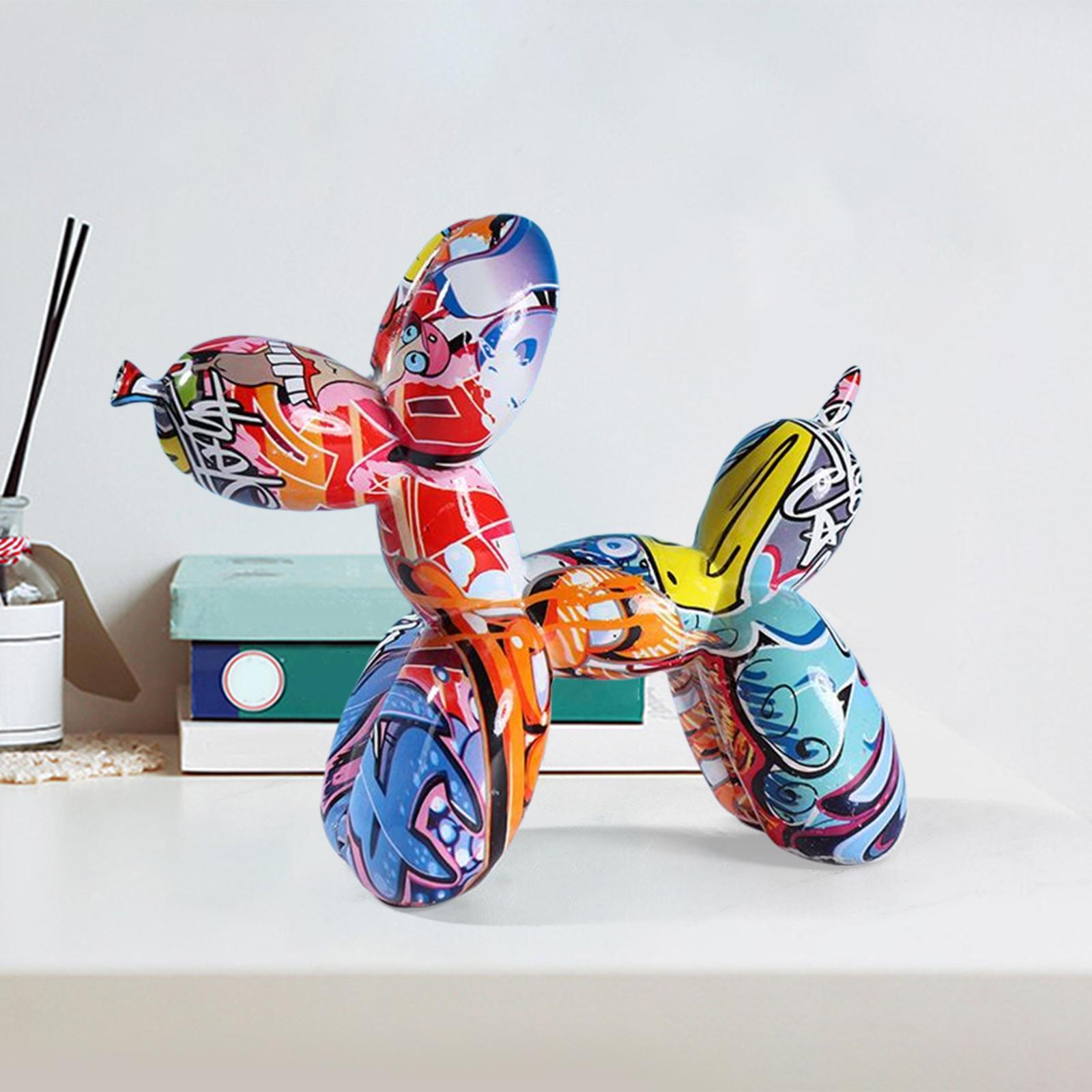 Balloon Dog Sculpture, Resin Creative Animal Figurine Balloon Dog Statue Modern Desktop Decoration for Home Bedroom Living Room
