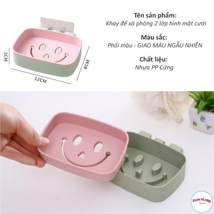 Khay Để Bánh Xà Phòng Dán Tường 2 Lớp Đáy Kín Hình Mặt Cười 00239
