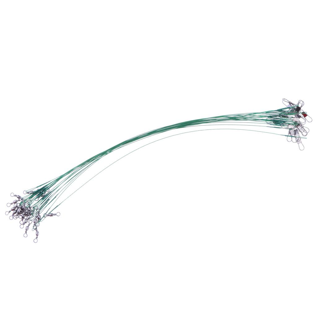 20Pcs/lot Tooth Proof Fishing Wire Leader with Swivels & Snaps