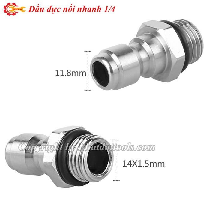 Đầu đực,cái nối nhanh 1 phần 4,ren 14mm-Phụ kiện máy xịt rửa xe-Kết nối nhanh súng rửa xe với bình bọt tuyết,đầu béc rửa