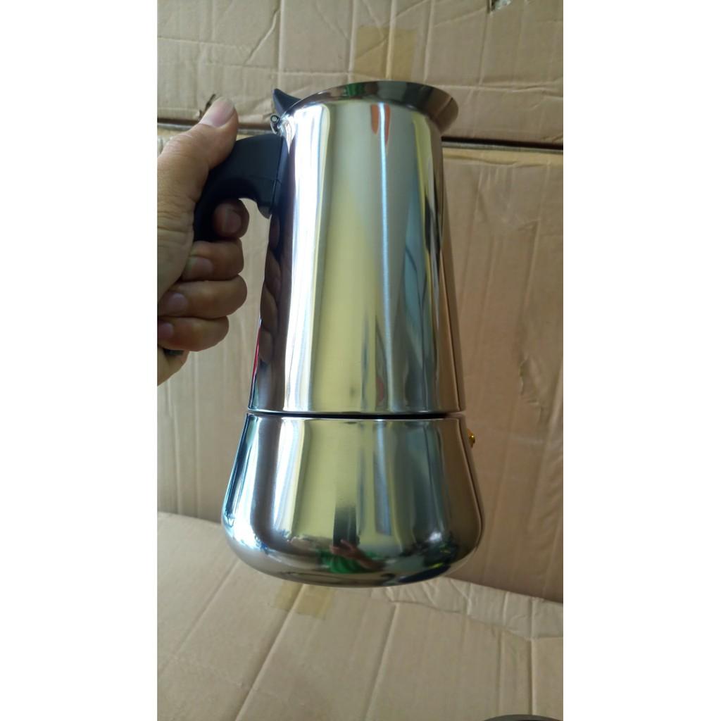 ẤM PHA CÀ PHÊ INOX 450ml LOẠI TỐT - BÌNH PHA CAFE KIỂU Ý MOKAPOT 9 CUP