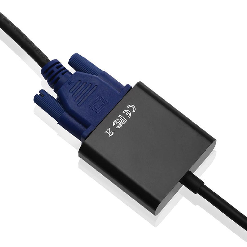 1080p HDMI Male To VGA Female 3.5mm Audio Cable Converter Adapter Black
