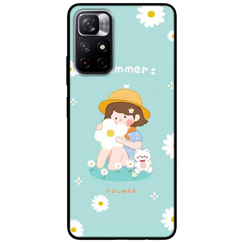 Ốp lưng dành cho Xiaomi Redmi Note 11 5G - Redmi Note 11T - Redmi Note 11S mẫu Cô Gái Ôm Hoa Trắng
