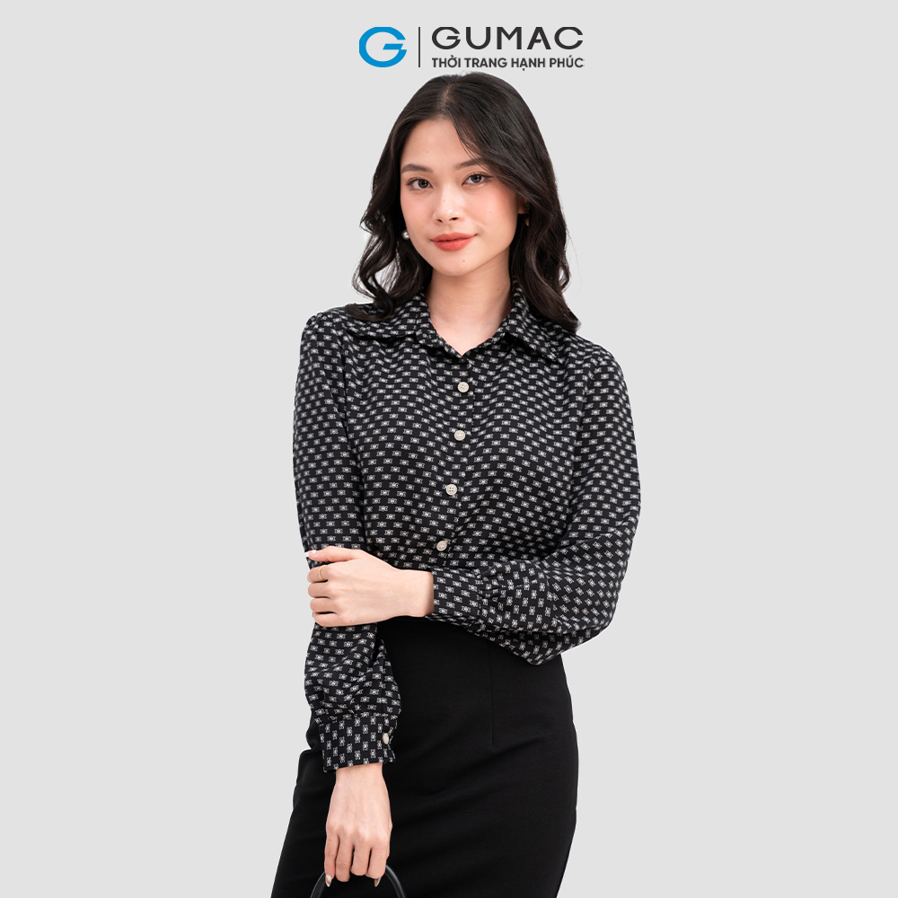 Áo sơ mi GUMAC LA1118 tay dài họa tiết công sở