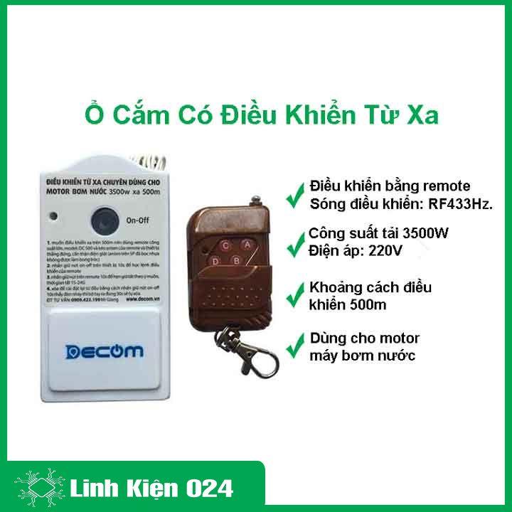 Ổ cắm điều khiển từ xa 3500W cho motor, máy bơm nước 100-500M