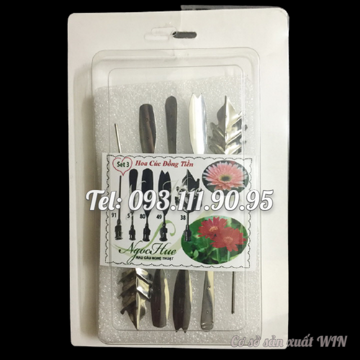 Bộ 10 dụng cụ làm thạch rau câu 3D – Set 3 – Bộ làm hoa cúc đồng tiền - Tặng kèm kim nhụy – Mã số 1220