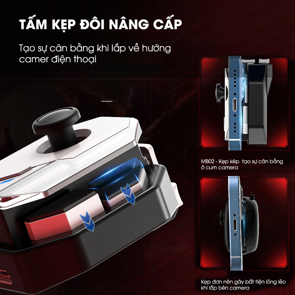 Tay cầm chơi game điện thoại Memo MB02 - Joystick hỗ trợ macro ghìm tâm auto tap liên quân ff pubg tốc chiến mobile - Hàng nhập khẩu