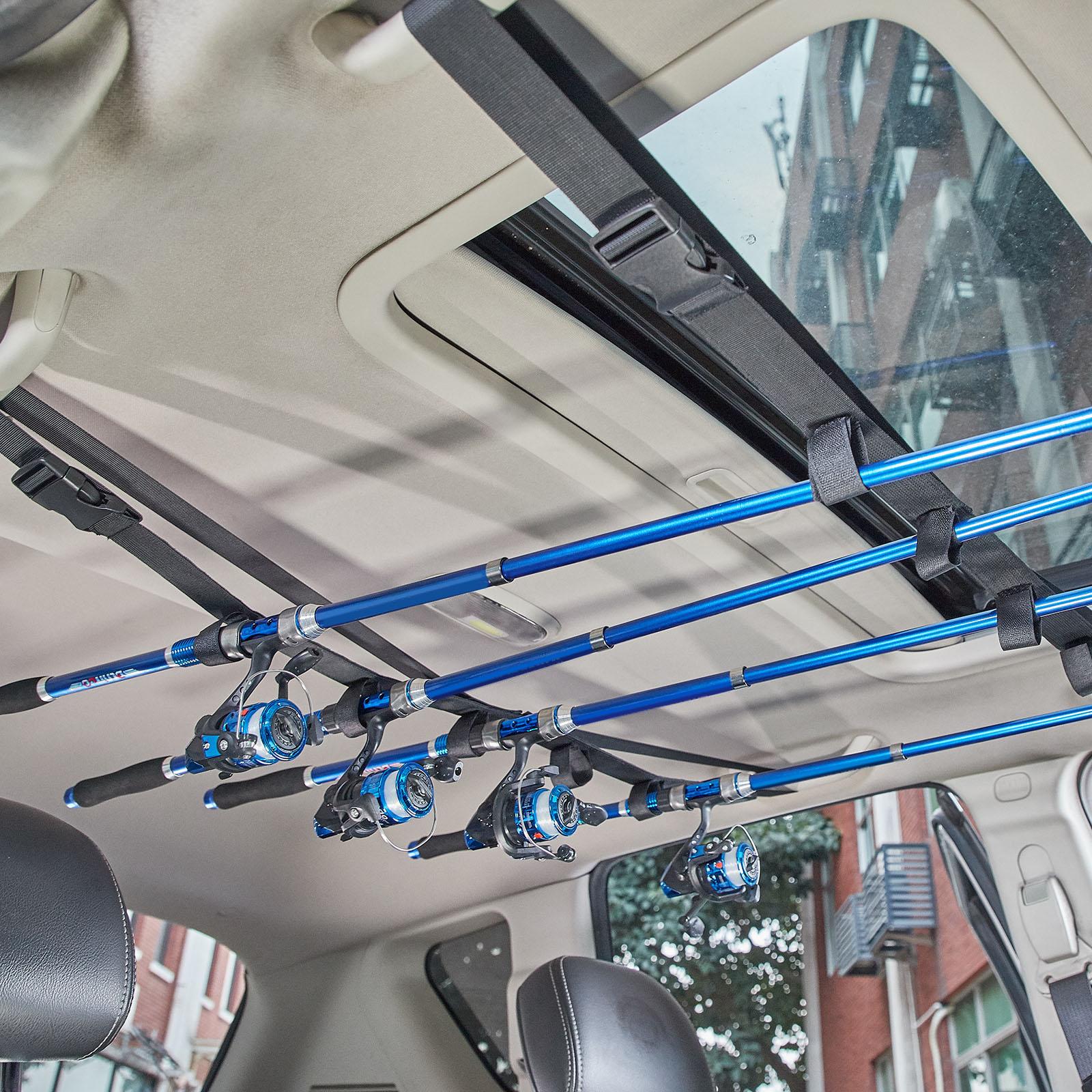 2x Car Fishing Rod Rack Adjustable Fishing Rod Holder Strap for SUV Wagons