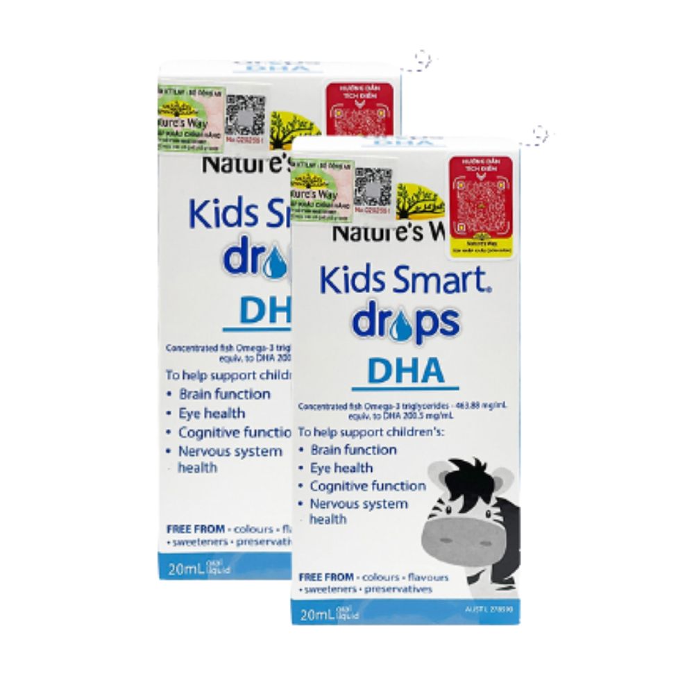 Combo 2 Lọ DHA Nature's Way Kids Smart Drops Dạng Giọt Giúp Tăng IQ, Phát Triển Não Bộ Cho Bé 20ml