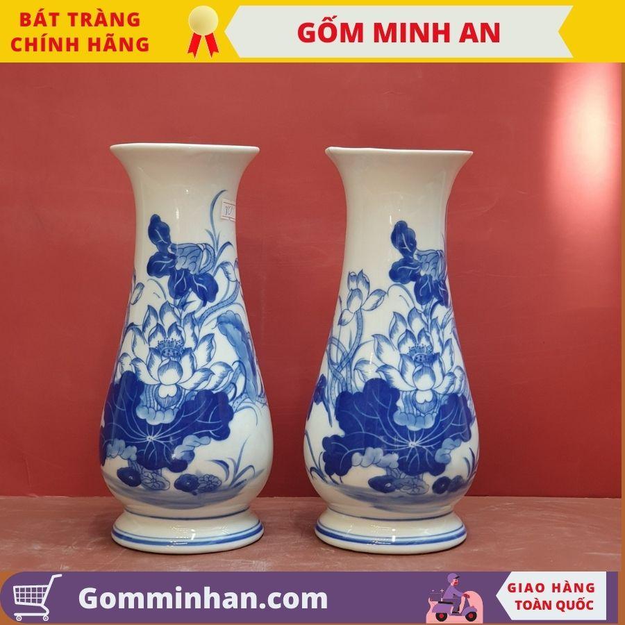 Bình Hoa Lọ Hoa Thờ Dáng Lọ Huệ Men Trắng Cao cấp- Gốm Sứ Bát Tràng- Gốm Minh An