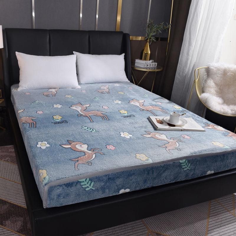 JUSTCHIC 1 Cái Bông Tuyết Nhung Hoạt Hình Giường Mùa Đông Làm Dày Ấm Người Lớn Trẻ Em Chăn Ga Gối Trang Bị Tấm Bọc Nệm Queen Size