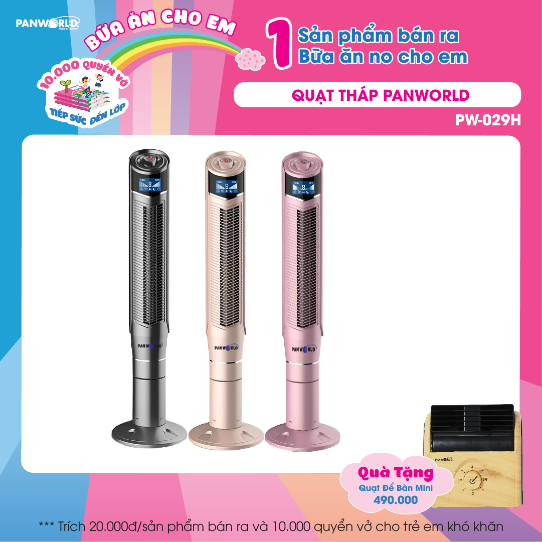 Quạt tháp không cánh Panworld PW-029H chính hãng cao cấp xoay được 360 độ - Hàng chính hãng
