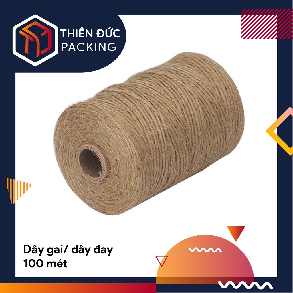 Cuộn 100m dây đay, dây gai, dây thừng, dây bố sợi 2mm làm quai túi giấy kraft, trang trí handmade, gói quà