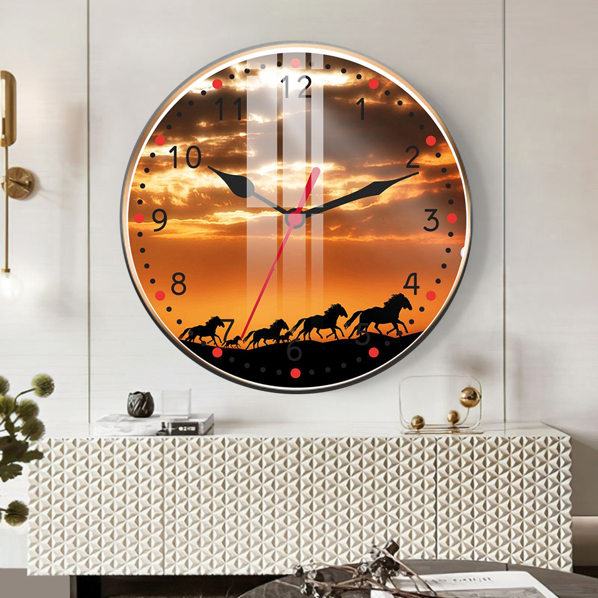 Đồng Hồ Treo Tường Decor Đẹp - Đồng Hồ Trâng Gương Phong Cảnh Đẹp