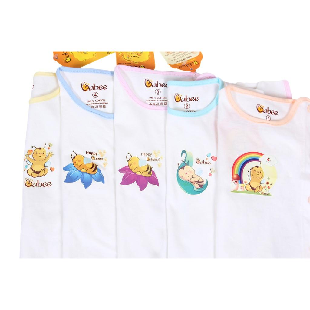 Sơ sinh -Áo sơ sinh bác sĩ viền màu tay ngắn BABIBOO- BB05